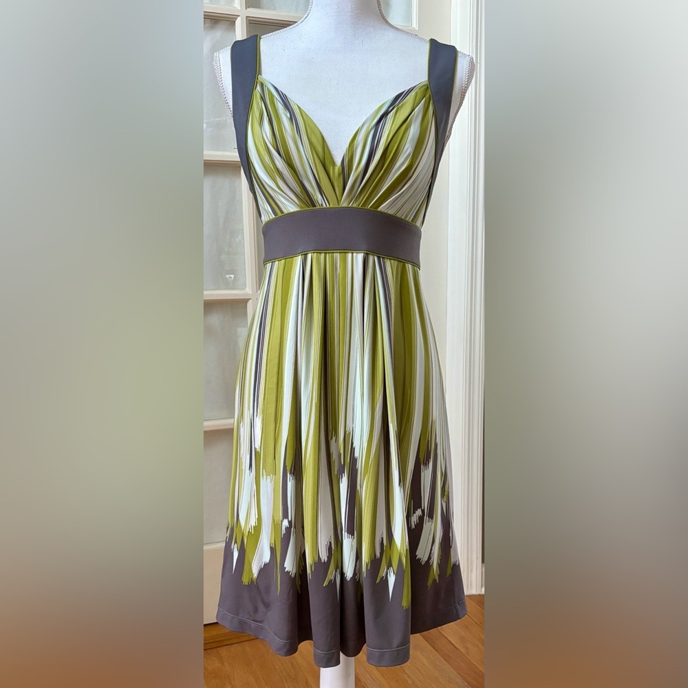 BCBG Max Azria Grecian Draped Tie Back Empire Waist Dress Size S